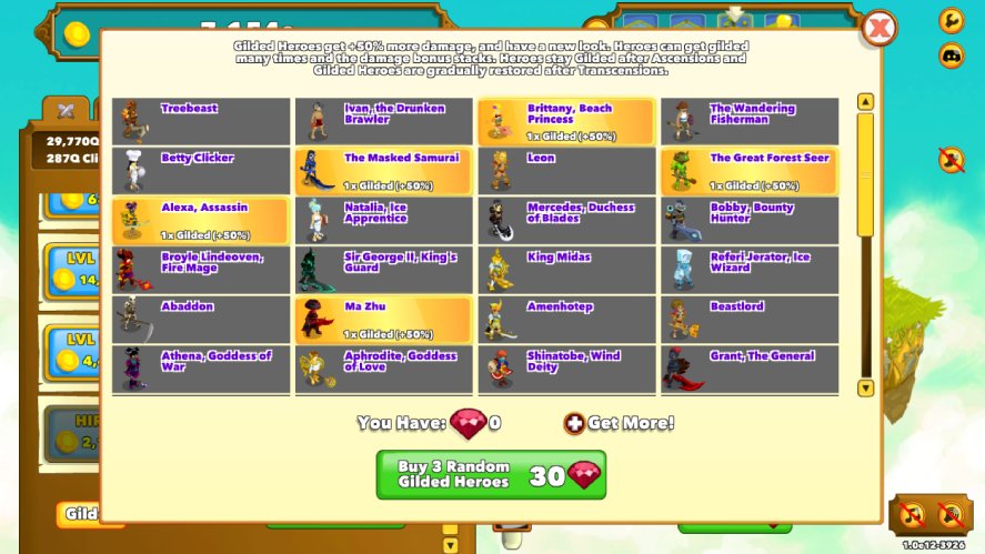 Hero Gilding in Clicker Heroes