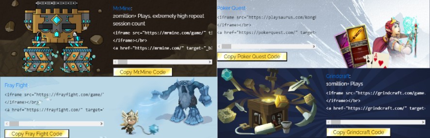 List of all other Playsaurus' game for embedding