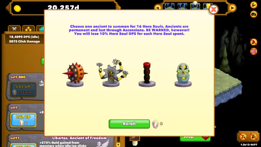 Summoning a new Ancient in Clicker Heroes