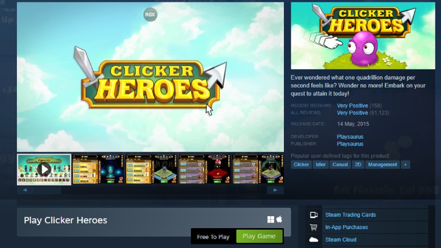Getting started with Clicker Heroes on Steam