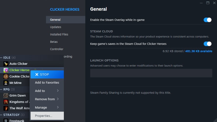 Checking Steam Cloud of Clicker Heroes