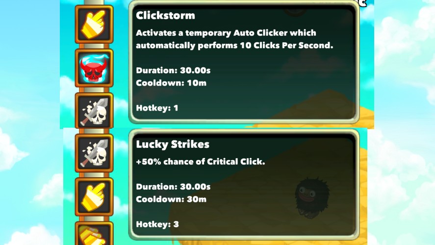 Clickstorm and Lucky Strikes skills