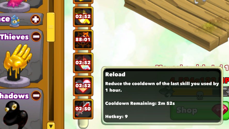 Using the Reload skill in Clicker Heroes