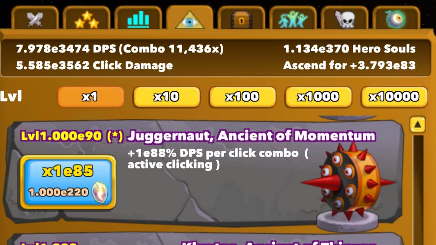 An active build with Juggernaut Ancient