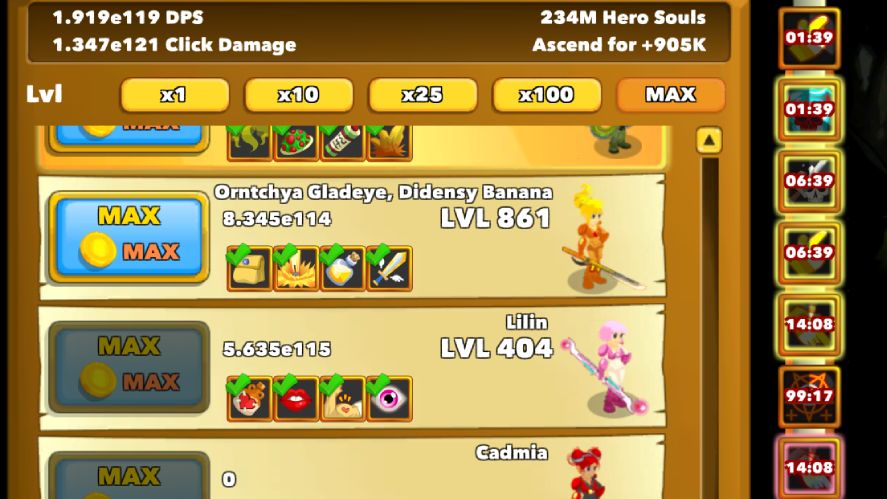 Skill cooldowns in Clicker Heroes