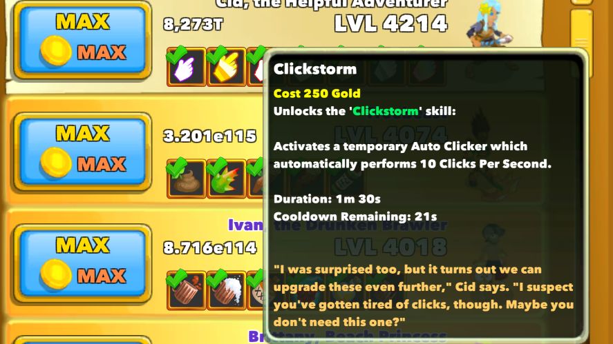 A Clickstorm hero skill