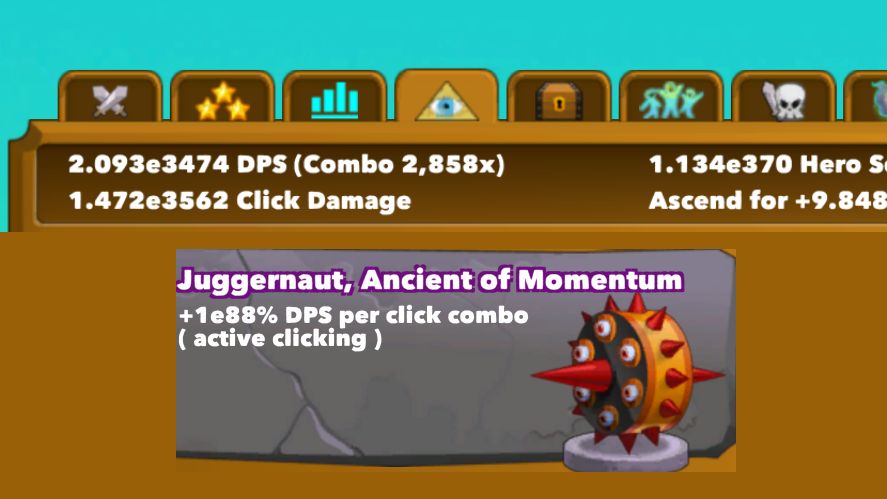Using Juggernaut ancient to boost click combo