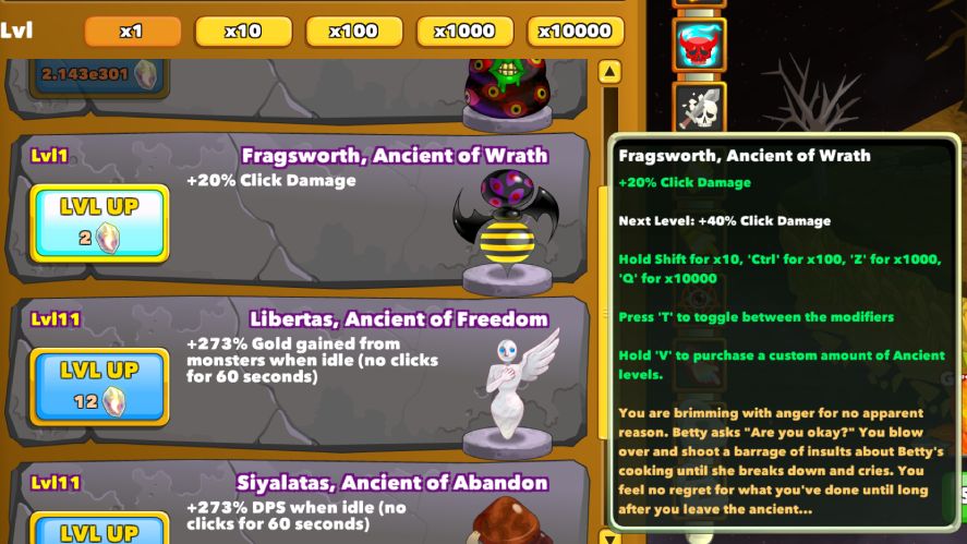 Fragsworth ancient that boosts click damage