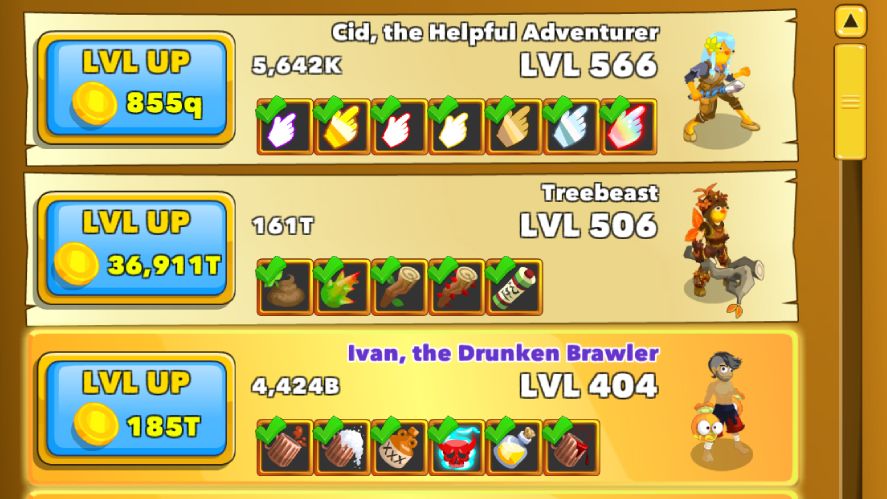 Heroes in Clicker Heroes