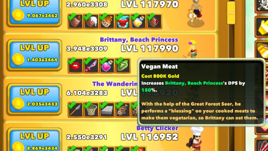 Leveling heroes to purchase their upgrades