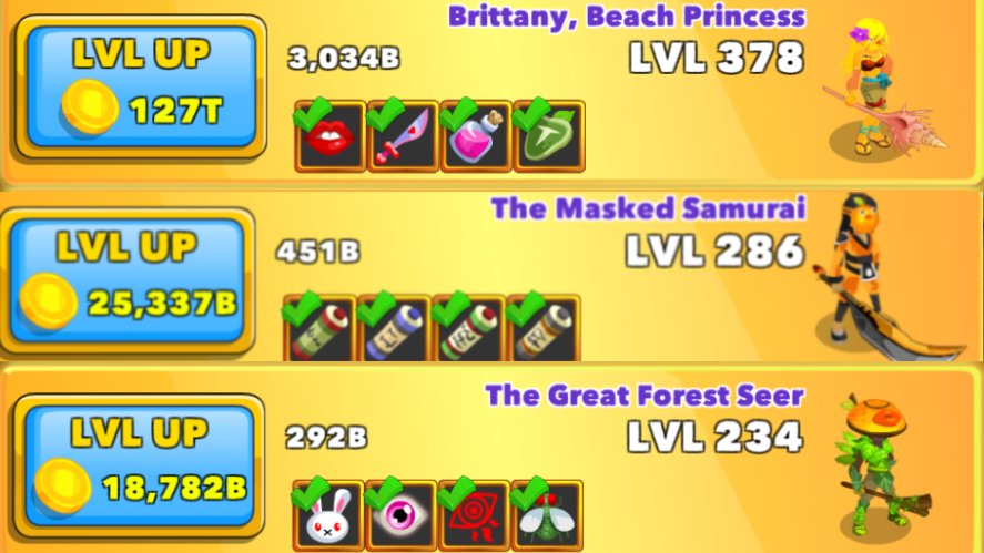 Brittany, Samurai, and Forest Seer heroes