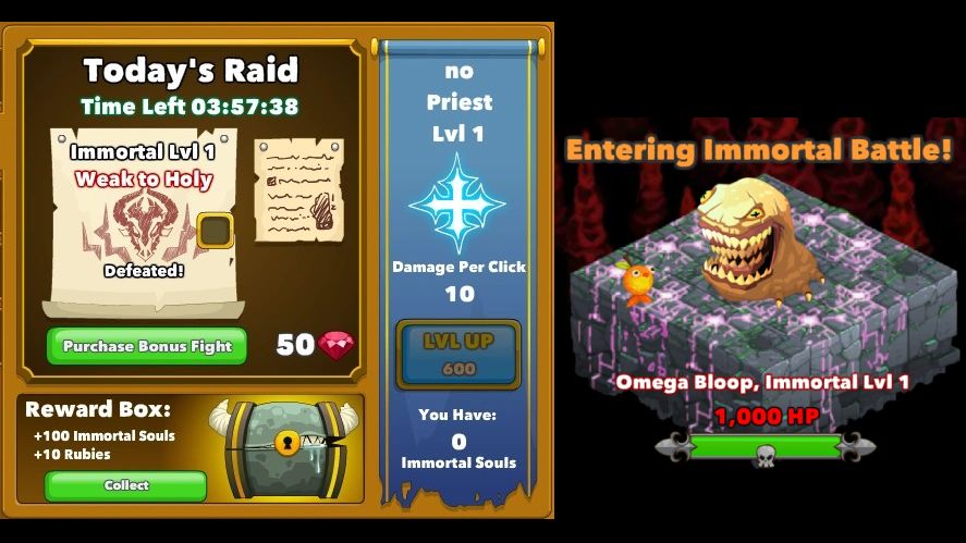 A clan raid in Clicker Heroes
