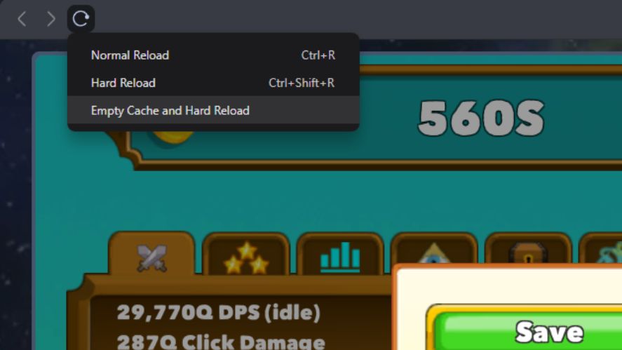 Clear cache in the brower