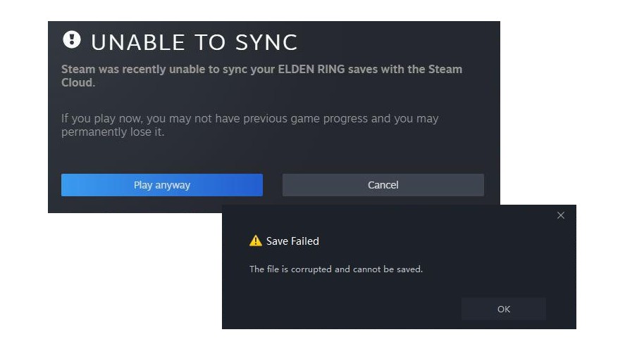 Steam Cloud sync problem and file save corrupted message