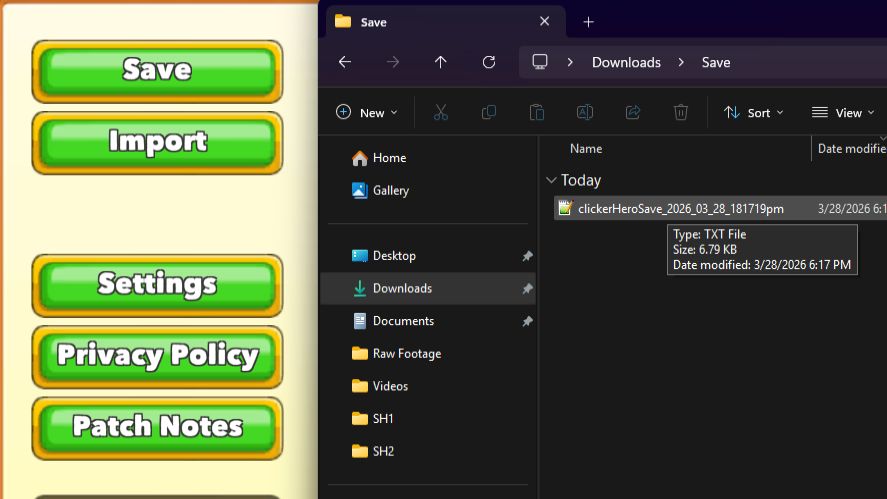 A save file is created after you click the Save button