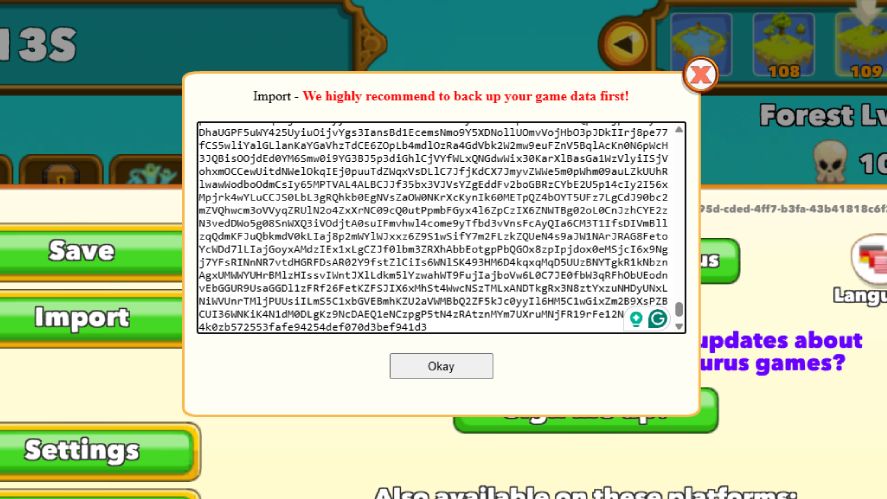 Importing a save file in Clicker Heroes