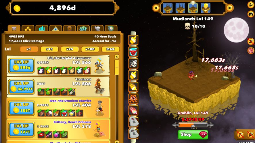 Clicking instead of using DPS from heroes