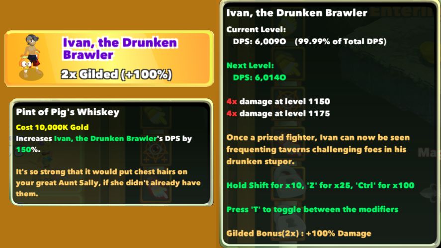 Ivan the Drunken Brawler and his DPS multipliers