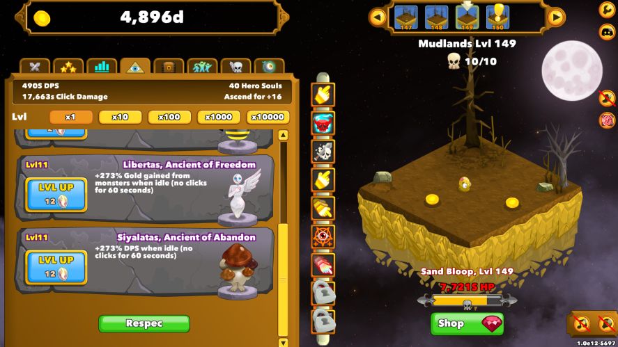 Ancients tab in Clicker Heroes