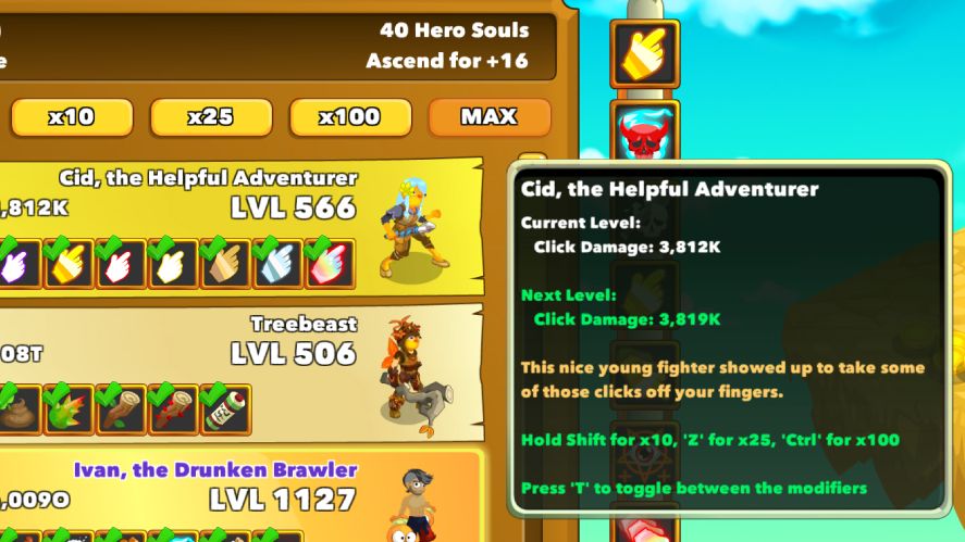 Upgrading Cid to Max level