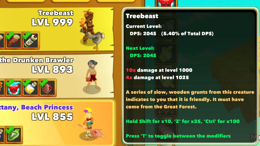Leveling Treebeast to 1000 and after