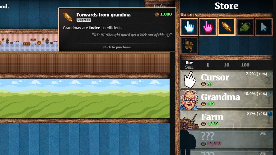 Buying an upgrade in Cookie Clicker