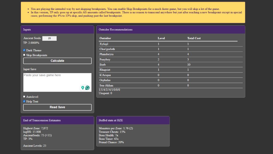 Outsider calculator v2