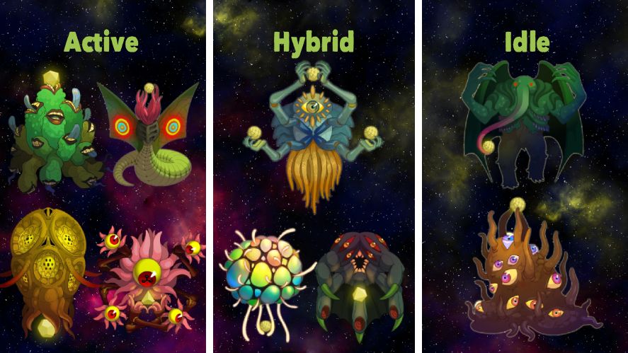 Active, hybrid, and idle Outsiders